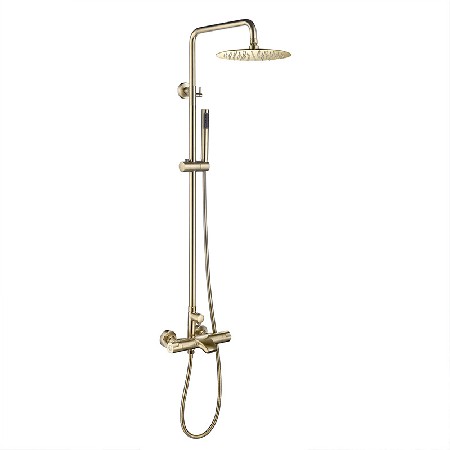 Cross border exclusive Nordic brushed gold shower constant temperature intelligent shower set all copper pressurized shower set