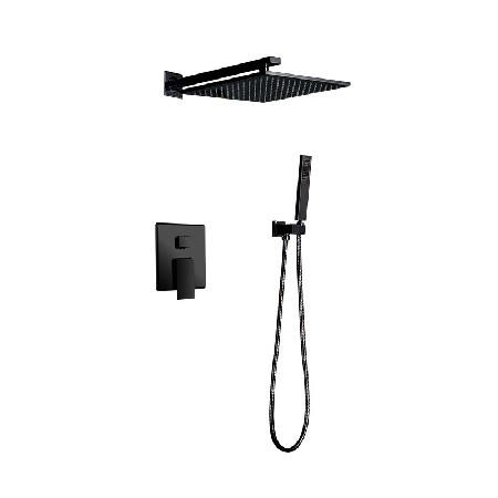 Cross border exclusive supply of copper Nordic cold wind black wall mounted flush shower set bathroom shower