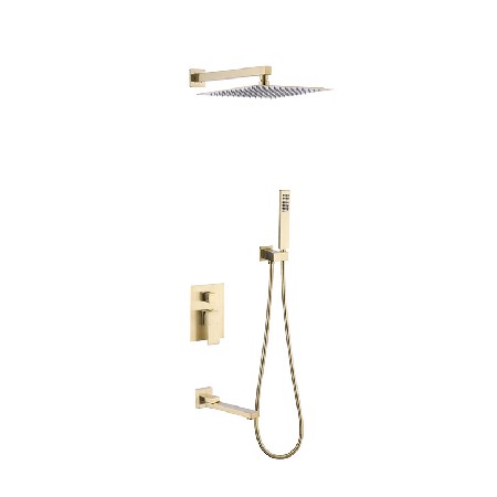 Cross border special for concealed Flower Shower into wall embedded box water mixing valve ceiling copper shower set wire drawing gold